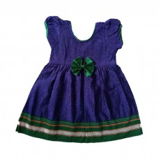 Royal blue khun frock with puff sleeves