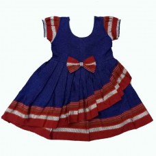 Royal blue Khun frock with red border