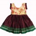 Maroon khan frock for baby girl with beige printed silk yoke