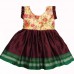 Maroon khan frock for baby girl with beige printed silk yoke