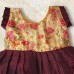 Maroon khan frock for baby girl with beige printed silk yoke