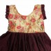 Maroon khan frock for baby girl with beige printed silk yoke