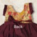 Maroon khan frock for baby girl with beige printed silk yoke