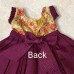 Magenta khan frock for baby girl with beige printed silk yoke