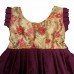 Magenta khan frock for baby girl with beige printed silk yoke