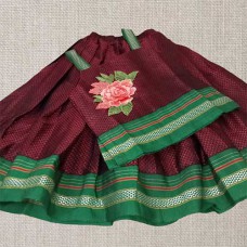 Maroon-green khan fabric skirt tops