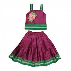 Rani-green khun fabric Skirt top