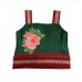 Emerald green-reddish maroon khan fabric skirt tops