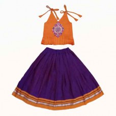 Purple mustard khun fabric skirt top
