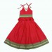 Tomato red Khun fabric skirt top with green border