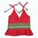 Tomato red Khun fabric skirt top with green border