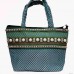 Grey Khun fabric handbag with stone laces