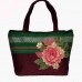 Maroon khun fabric purse with green border