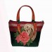 Green khan fabric handbags with acrylic handles