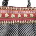 Grey khun fabric Handbag with reddish maroon border