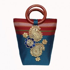 Turquoise blue khun fabric purse