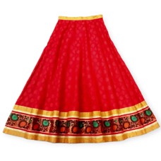 Women Red Cotton Chanderi skirt