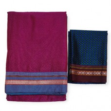 Khan saree in Rani Pink with blue blouse pc