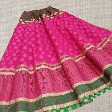 Rani Pink Cotton Chanderi skirt for girls