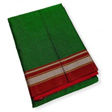 Emerald Green-reddish maroon plain khan saree