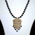 Black bead Necklace with antique gold pendant