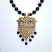 Black bead Necklace with antique gold pendant