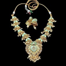 Mint & golden Necklace & Earrings set