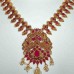 Matte gold necklace & jhumka set with a touch of matte rani stones