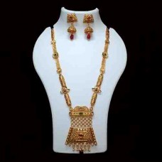 Long golden necklace & jhumka set 