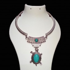 Matt silver western jewellery with turquoise stone