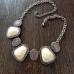 Western Oxidised necklace with matt cream stones