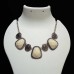 Western Oxidised necklace with matt cream stones