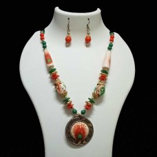 Western Jewellery with green orange shaded beads